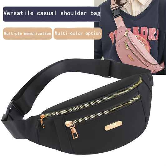 Unisex Waist Pack with Adjustable Strap - Lightweight Crossbody Bag, Zipper Closure, Nylon Waist Pack for Cycling, Gym, Travel - Compact Everyday bag for Men & Women (Zipper Direction Varies), Versatile Fashion Accessory, Dur