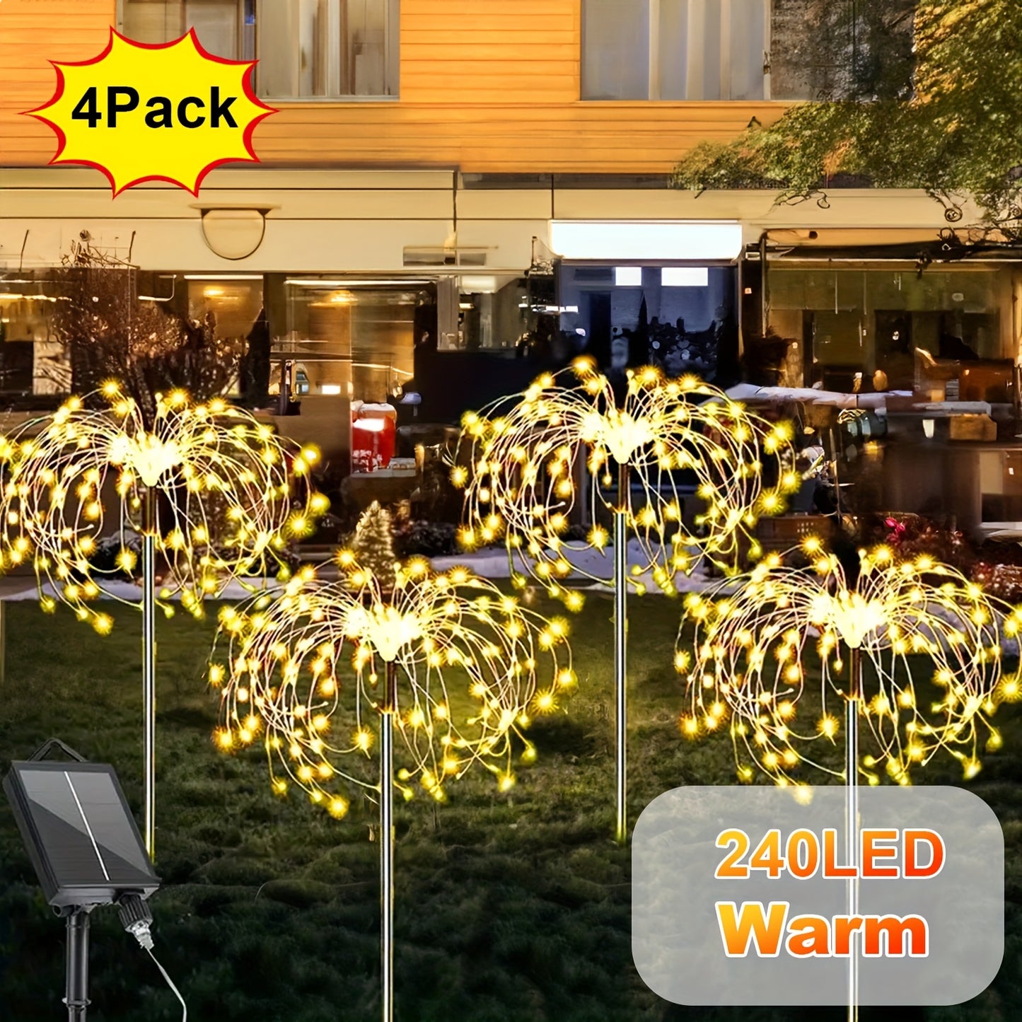 4 Pack Solar Firework Lights, Solar Garden Lights, 320/240 LED 8 Modes IP 65 Copper Wires String DIY Landscape Light for Outside, Wedding, Party, Patio Home Lawn Christmas Decorative, Christmas lights-Outdoor Lighting