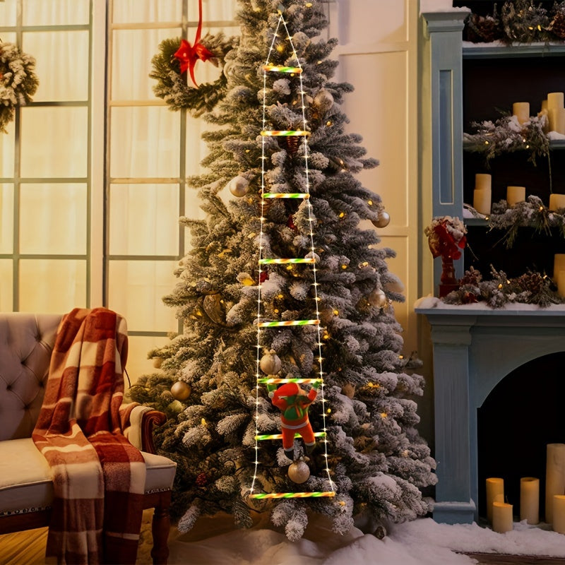 1 Set of New Waterproof LED Ladder Santa Claus Light String to Create a Christmas Atmosphere Christmas Decoration Light String USB Remote Control Decorative Light Rainbow LED Decorative Light 3m/1.7m Outdoor Courtyard Decorat