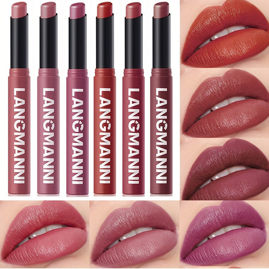 6pcs Matte Lipstick Set - Easy to Color Moisturizing Lip Pens with Natural Finish, Long-Lasting Lip Gloss in Pink, Coral, Berry, Red, Nude, Brown, Long Lasting Lipstick, Lipstick For Women Long Lasting, Lipstick Long Lasting,