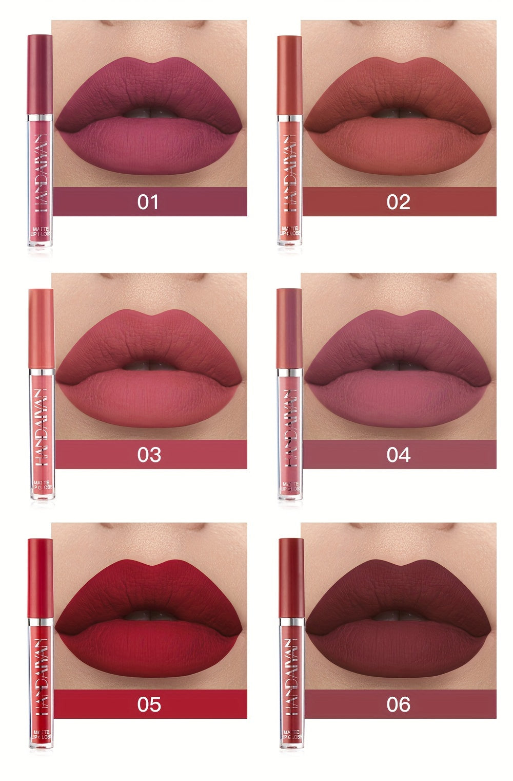 NEW 6 PCS Set Matte Liquid Lipstick - Waterproof Long-Lasting Full Coverage Lip Gloss, Non-Stick Formula with 6 Shades (, Nude, Burgundy, Deep, Plum,) - Lip Tint Kit for  Lips & All Light Types