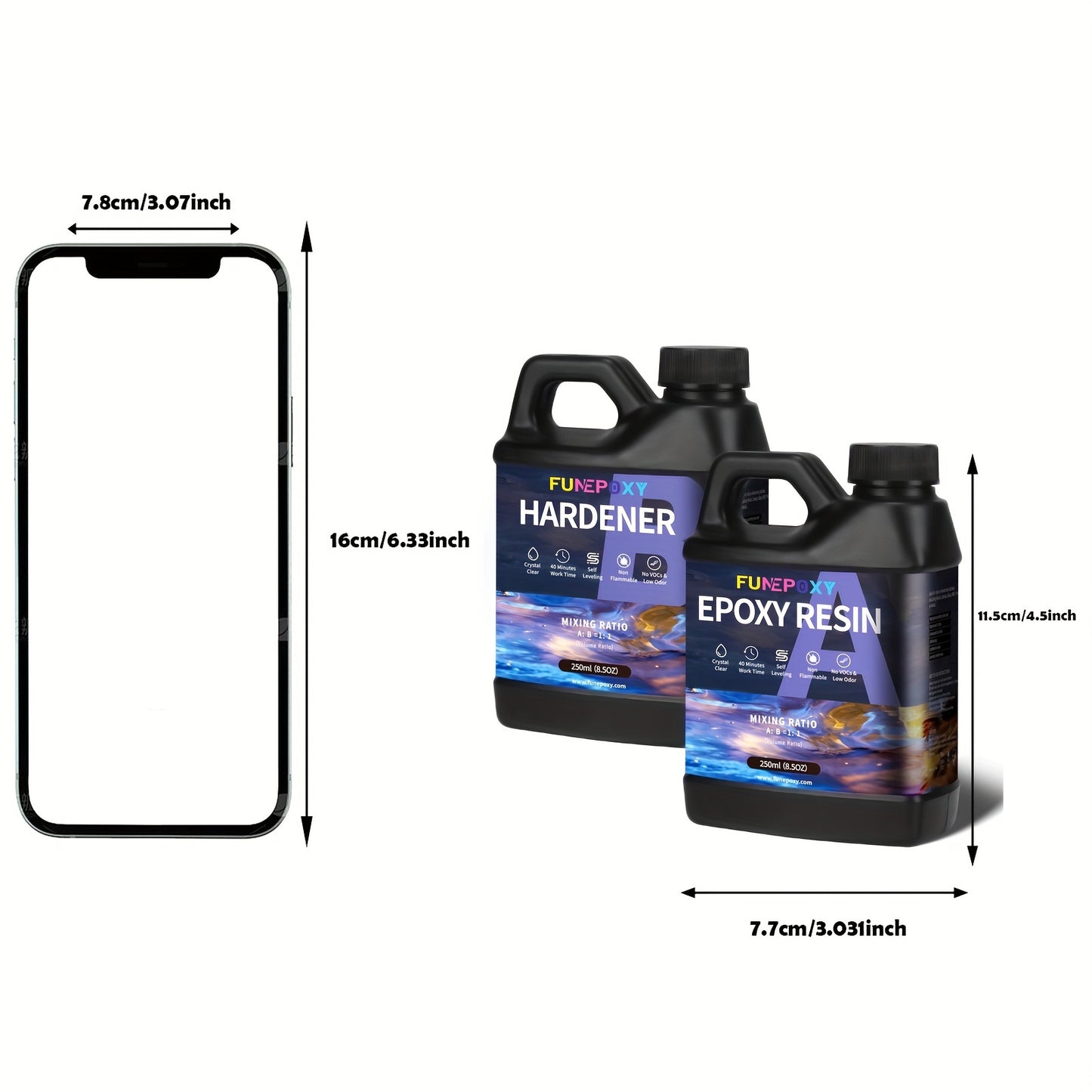 Epoxy Resin Set Kit 1:1 Crystal Clear Epoxy Resin for Table Top 500ml/1L/2L/4L/8L