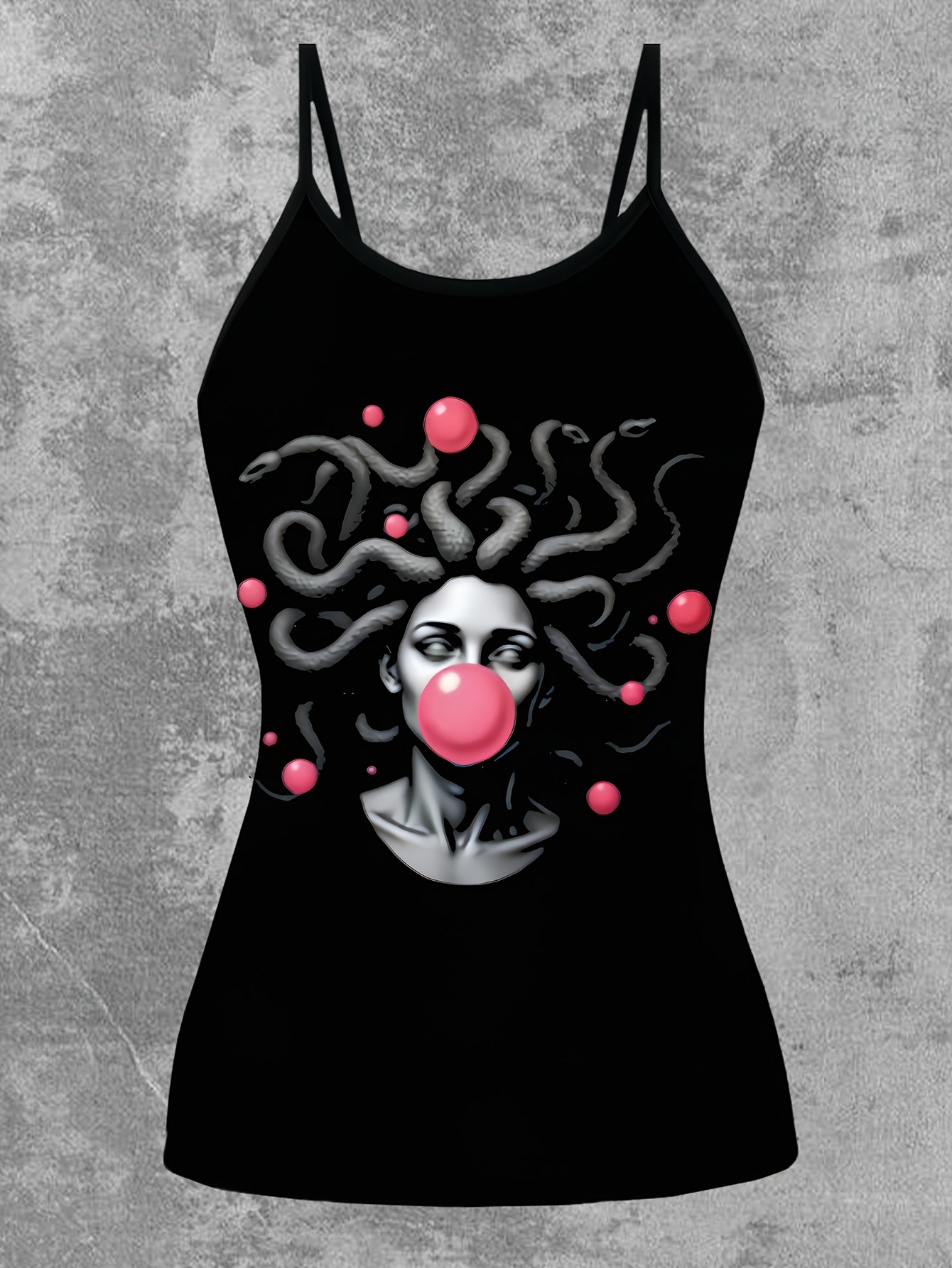 Women's Greek Goddess Medusa Print Sleeveless Dress-like Top - Greek Key & Medusa Design, Black & Green Summer Blouse, Machine Washable Elegant Casual to Party Wear, Backless Tops For Women, Backless Blouse, Festival Tops, Ba