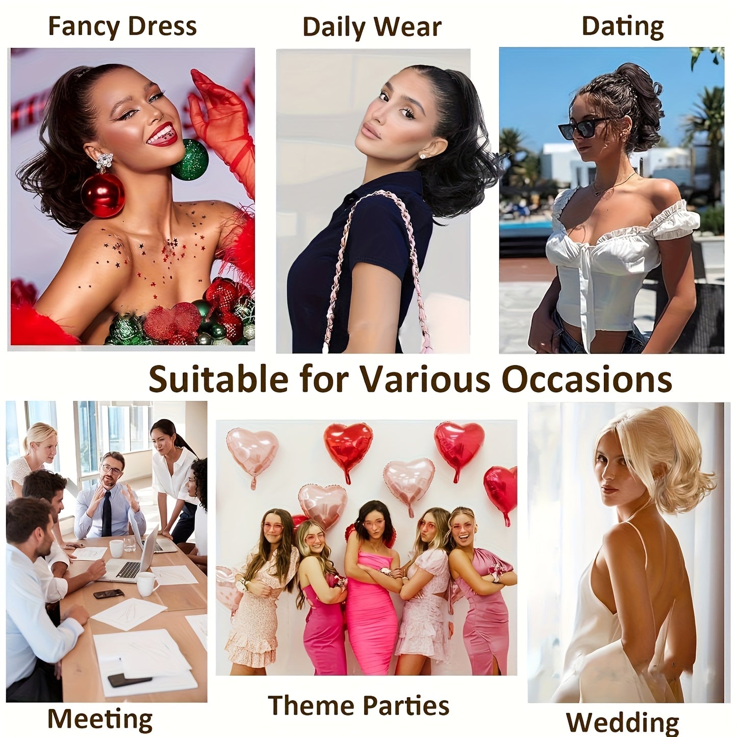 30.45 Cm Short Claw Clip Ponytail Wig - a Synthetic Deep Wave Wig with Secure Claw Clips, Offering a Look, Suitable for Both Men And Women, in Brown, Perfect for Everyday Fluffy Ponytails, Special Occasions, And Versatile Wig