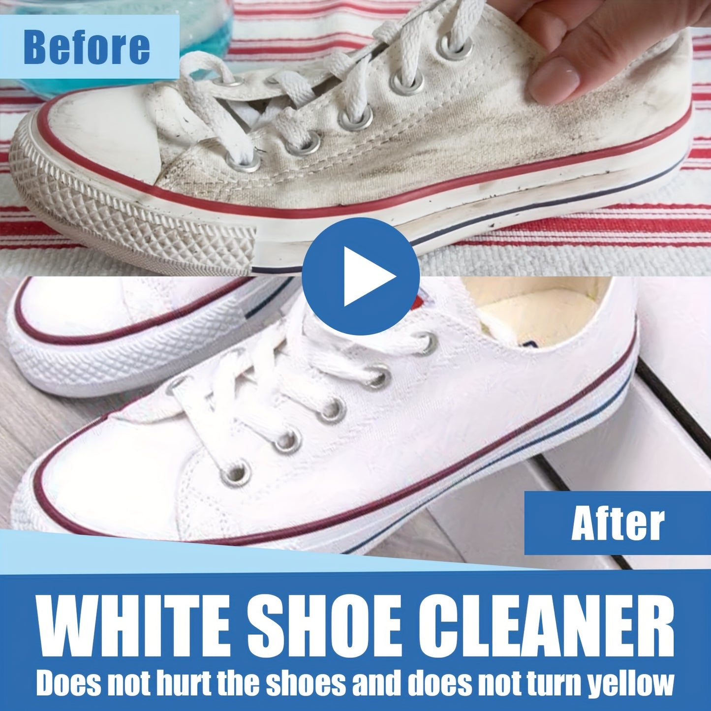 Instant White Shoe Cleaner Cream - Stain Remover & Whitening, Safe for Sneakers, Canvas, Faux Leather | Easy No-Rinse Formula