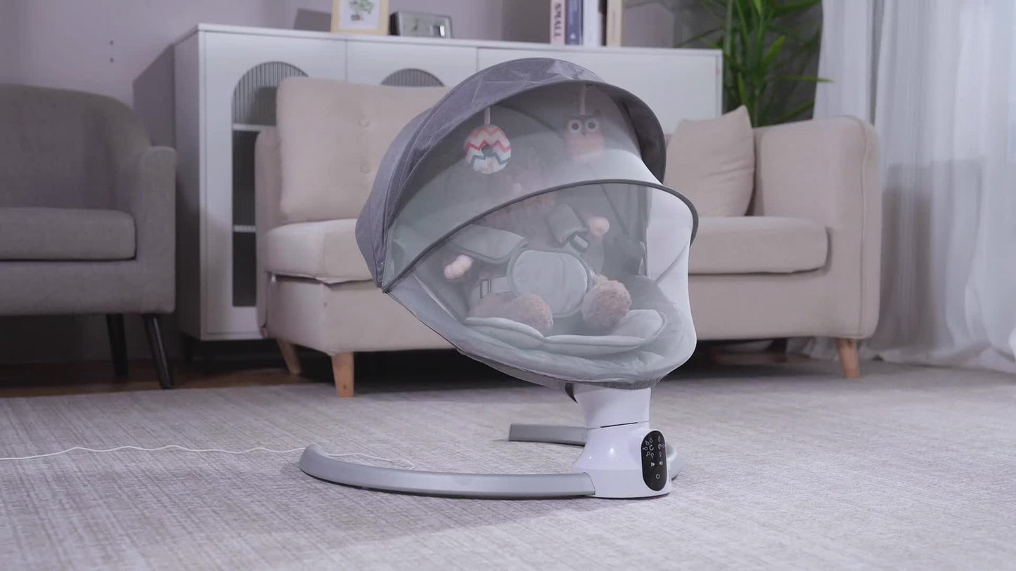 NEW Arrivals Baby Bouncer Chair for Infants, APP Remote Control Baby Swing with 5 Point Safety Harness 5 Swing Speeds 3 Timers and 10 Music, Automatic Rocker for Newborn 0-6 Month Max 9 kg