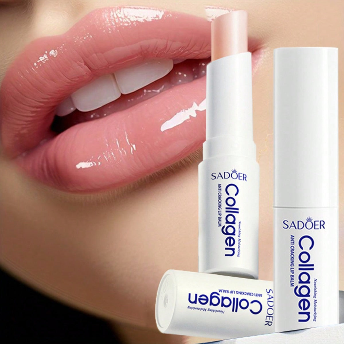 5 PCS Set Korean Collagen Lip Balm - Moisturizing & Nourishing Lip Care, Hypoallergenic, Glossy Finish, Perfect for Spring, Autumn, Winter, Ideal Gift, All Skin Types, Lip Care Essentials | Glossy Finish Lip Balm | Gentle Tex