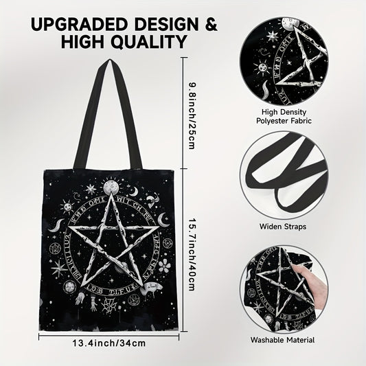 Pentagram Casual Tote Bag Featuring Designs, Ideal As a Gift Bag - Roomy And Adaptable Women's Large Shoulder Bag Perfect for Daily Shopping, Travel, And Beach Outings