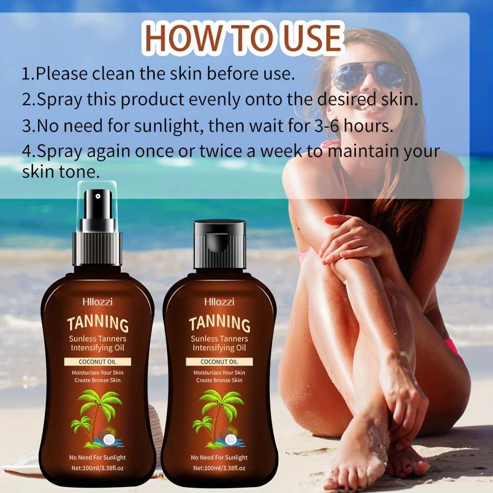 100Ml /3.38Fl.Oz Coconut Tanning Oil for a Waterproof And Long-Lasting Tan, Suitable for Indoor Use, with Moisturizing And Hydrating Properties. Comes in a Spray Bottle And Flip-Top for Easy And Convenient Carrying, Free from