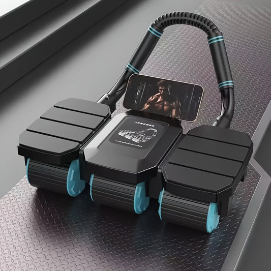 6-Wheels Abdominal Wheel Roller with 8 Elbow Supports And Automatic Rebound, Multi- Layered Anti-Slip Design Home Gym Workouts Exercise Machines for Core Strengthening Fitness (Includes Timer And Kneeling Pad)