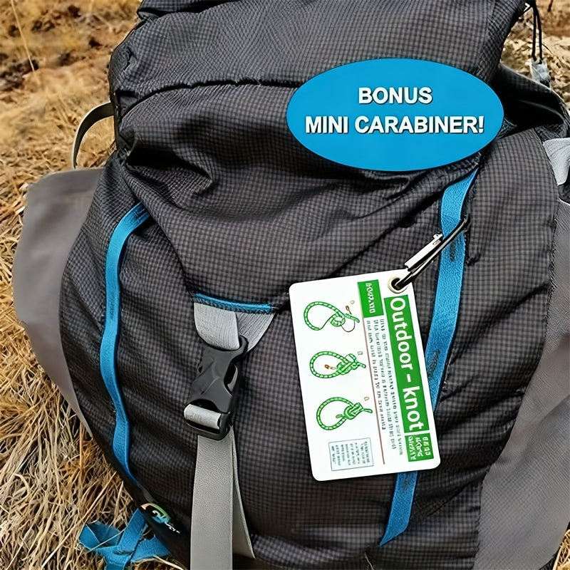 NEW Outdoor Knots Reference Guide - Includes 23 Various Rope Knots, with Mini Storage Clip, Perfect for Wilderness Bushcraft Sports Survival Kit, Kayak Boating, Camping, And Sport Emergencies