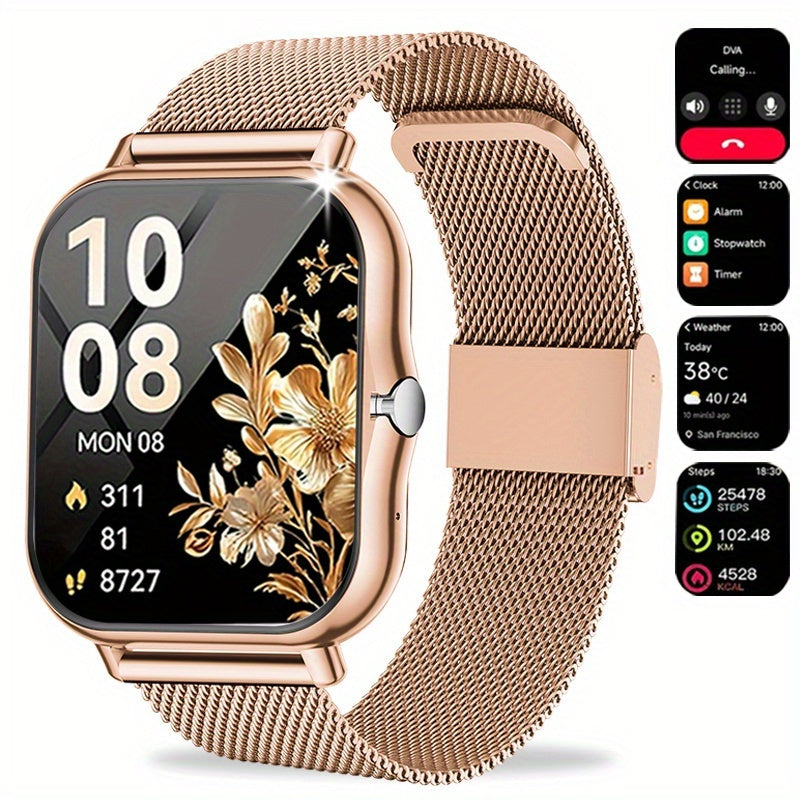 Full Touchscreen Smart Watch Compatible for Android & iPhone, Wireless Calling/Suitable for Android and iPhone, Wireless Smartwatch with 100+ Sports Modes, Alloy Case, Wireless 5.0, Phone Calls, Fitness Tracker for Men & Wome