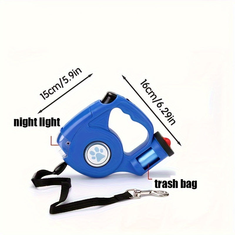 Pet Retractable Black Leash with a Trash Bin, Dog Leash, Pet Leash, Includes Free Trash Bags.
