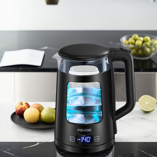 1.7L Glass Electric Kettle with Keep Warm, 5-Temperature Control (Chiller Mode), 2200W Fast Boil, Auto Shut-Off & Boil- Protection, & 5- Indicator, UK Plug (220-240V) - Tea Maker & Beverage Dispenser