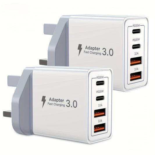 1/2/3 PCS Set USB-C Power Adapter with Dual USB-C Ports, 40W High-Speed Charging, Compact Design for iPhone & Tablets, Compatible with Various Charging Cables, Plug & Play, Device Charging Solution, Modern Charging Hub, Durab