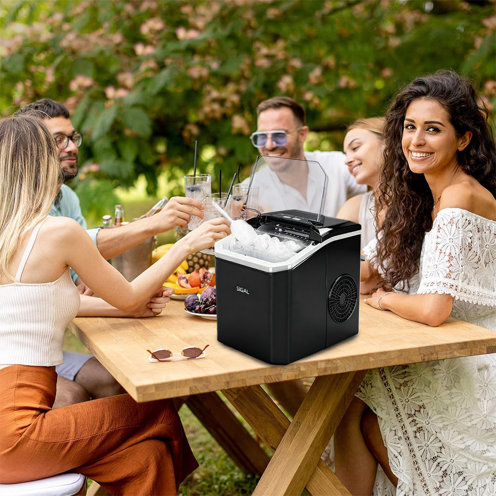 220V Portable Ice Maker Machine Automatic Self-Cleaning with Ice Scoop & Basket, 9 Ice Cubes in 6 Minutes, 12 KG in 24 Hours, Self-Cleaning, Quick ice making, Adjustable ice cubes. Perfect for Garden Parties, Christmas Party.