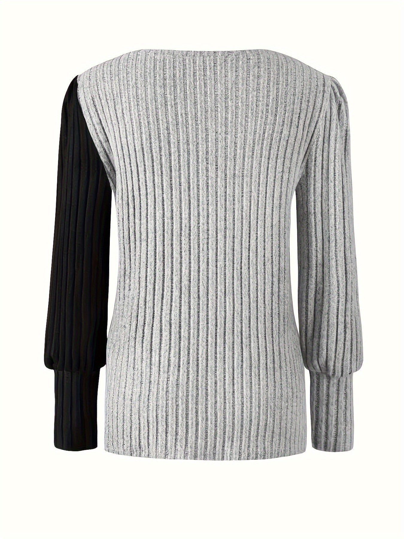 For Curvy Ladies L-3XL UK (16-24) Plus Size - New Autumn And Winter Collection of Solid Color Long-Sleeve Ribbed Button-Slit Oversized Women's Shirts, Elegant Tops