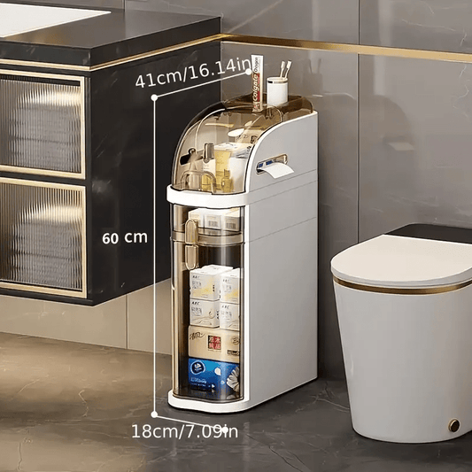 2- Tier Slim Bathroom Luxury Storage Cabinet Narrow Cabinet for Small Spaces- Out of Box, Under-Bed Storage