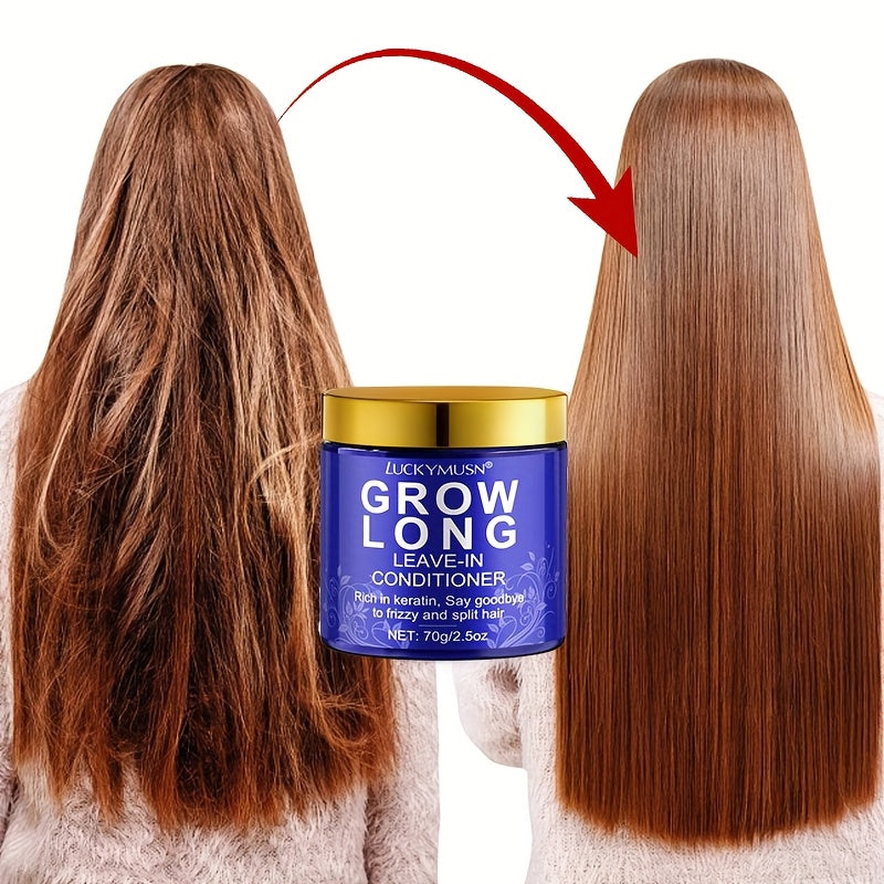 NEW Grow Long Leave-In Conditioner - Deep Moisturizing Keratin for Dry, Damaged, Frizzy & Split Ends, Argan Oil & Aloe Vera, Refreshing Oil Control, 70g/2.5oz, Unisex for All Hair Types, Hair Conditioner, Sleek Haircare, Plan