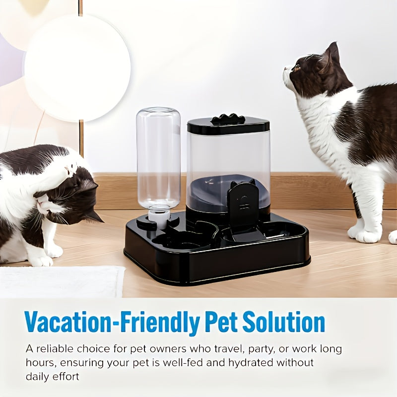Automatic Water Dispenser for Cats & Dogs with Bowl - 0.98-9.99 L Multi-Capacity, Battery-Free/Plug-in, Easy to Clean & Moisture-Proof, Indoor/Outdoor Use, Durable Black Design with Clear Window & Ergonomic Handle