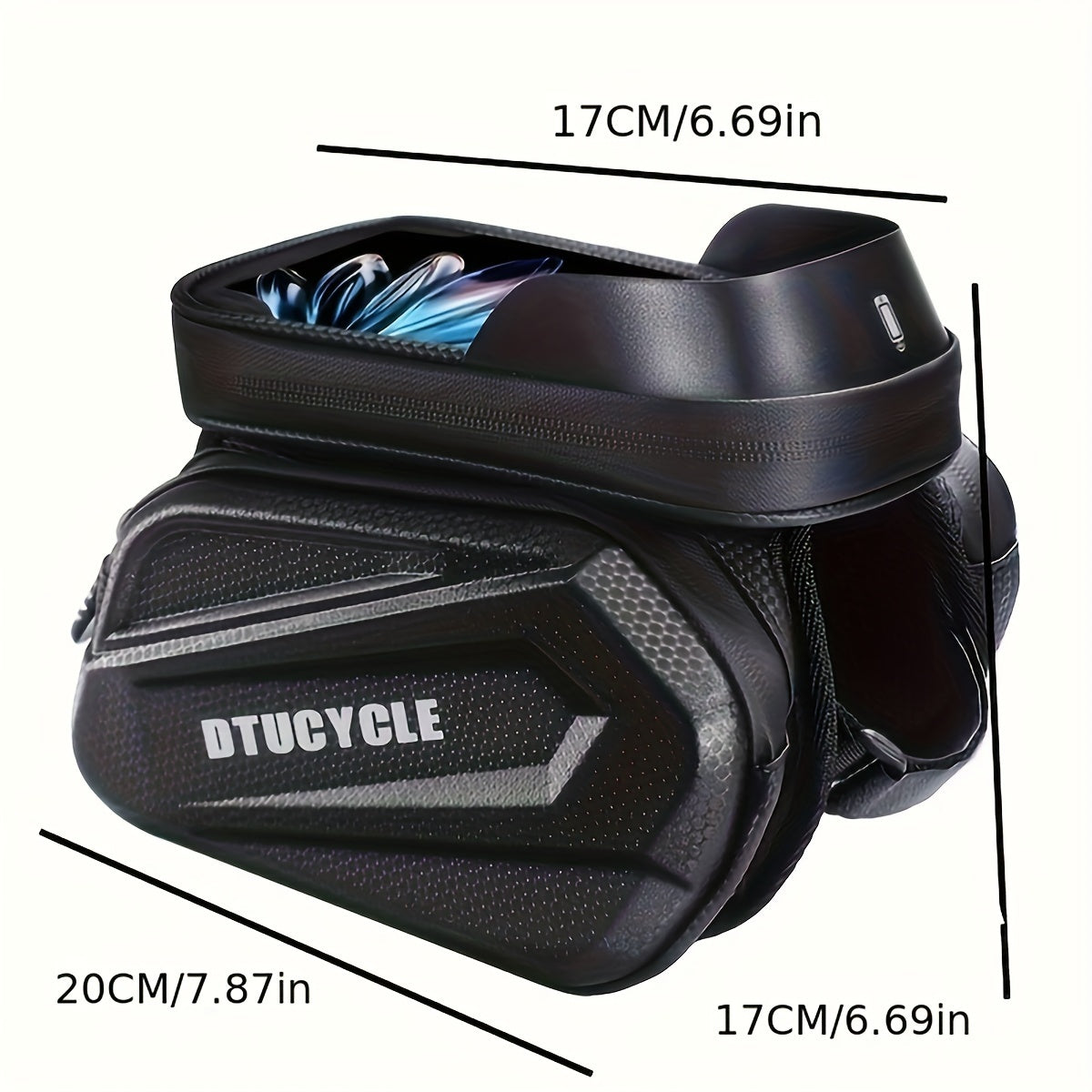 7-Inch Phone Front Frame Bag for Bicycles with a Touch Screen Hard Shell, Top Tube Storage Pouch for Cycling Additions
