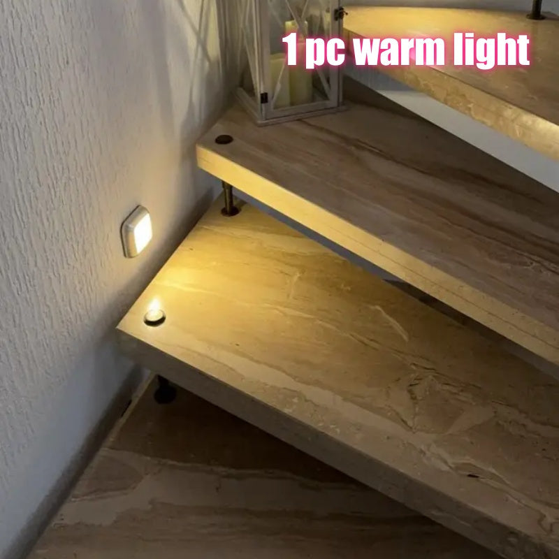 NEW 6-LED Bead Motion Sensor Smart Wireless Night Light. 3m Detection Range, Double-sided Adhesive Installation, No Drilling Required. Suitable for Stairs, Car Compartments, Cabinets, Bedside, Hallways, Kitchens, Etc. Battery