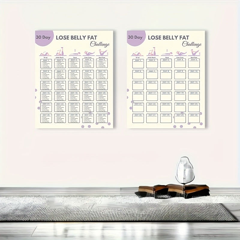 30-Day Challenge to Reduce Belly Fat, Home Exercise Daily Ab Practice  Log, Core Strengthening Routine Including Sit-Ups, Planks, And Additional Exercises, Fitness Manual