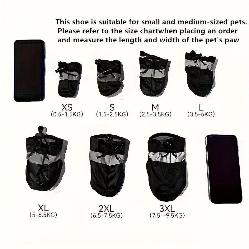 4 PCS Set-XS-3XL Size Water Resistant Rain Snow Protection Dog Shoes For Small Dogs - Protect Your Pet's Paws And Keep Them Dry Pets Apparel Sets Clothing Accessories