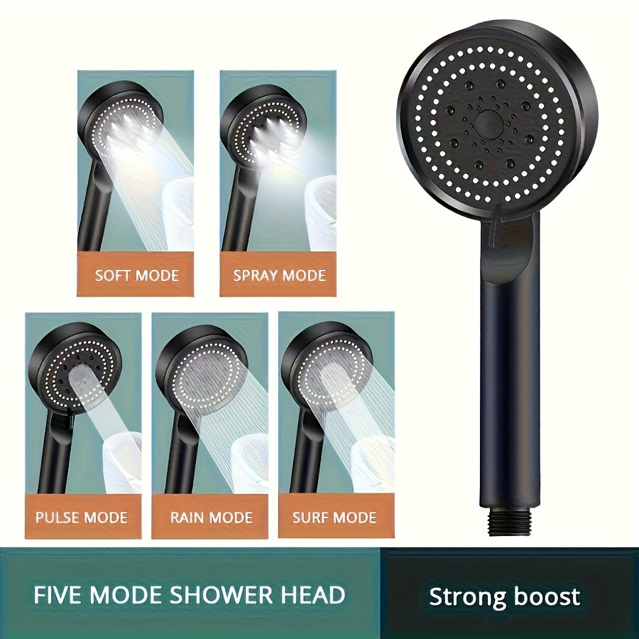 NEW Arrivals High-Pressure Handheld Shower Head with 5 Modes | Durable Baked Paint End, No Batteries Required, Suitable for Bathrooms, Hotels, Camper Vans, Universally Applicable