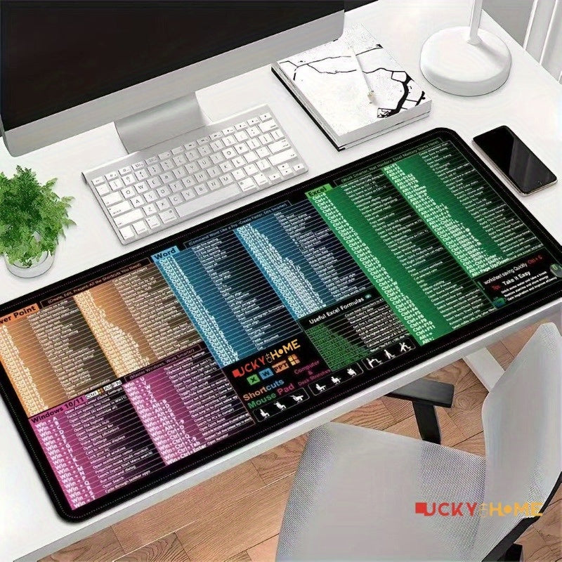 For Home and Office Extra-large Shortcut Keys Mouse Pad for Excel/Word/PowerPoint/Windows Shortcuts – Excel Cheat Sheet Desk Pad, Computer Mousepad – Gaming, Office, Non-Slip, Stitched Edges