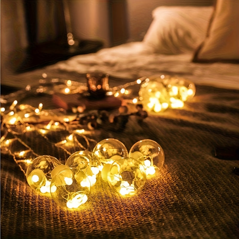 3.0 meter Fairy Light String with 108 LED Bulbs - 12 Clear Spherical Lights, Battery-Powered, No Plug Needed, Wall-Mounted, Perfect for Christmas, Valentine Day, Birthdays, And Indoor Holiday Decor, Indoor Holiday Decor | Cla