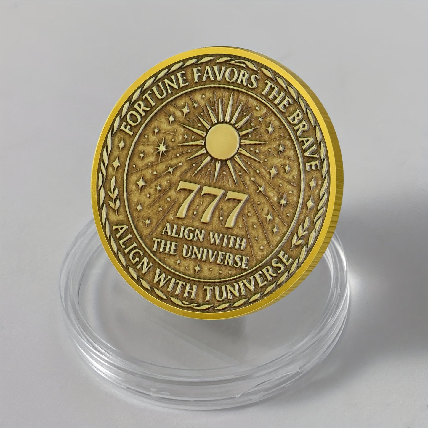 2D Omniscient Eye Lucky Coin | 777 Numerology Coin | Symbolizes Wealth Favoring Brave Souls | Aligns with Universe and Fate | Features Mysterious Symbols and Star Patterns | Exquisite Engraving | Ideal for Collectors or Gifti