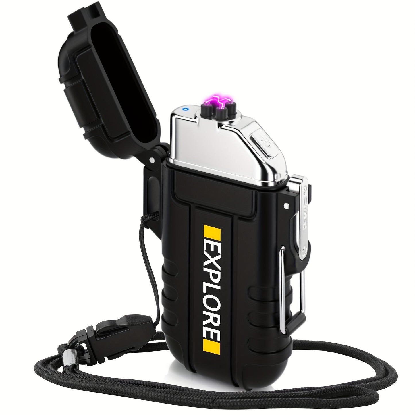 NEW Survival Arc Plasma Lighter Electric Windproof Lighter Rechargeable Flameless Cool Lighters with Whistle for Camping, Survival, Outdoor Adventure, Tactical Outdoor Supplies