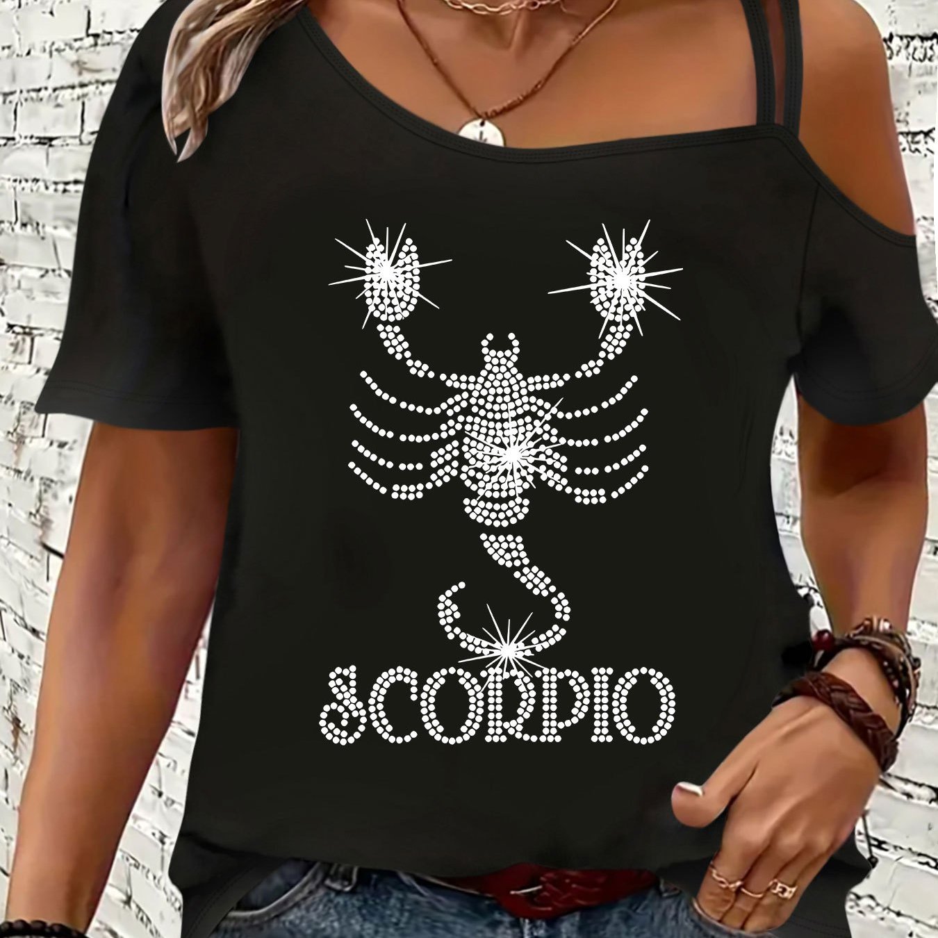 For Big Girls XL-5XL UK (18-26) Plus Size Women's Scorpio Zodiac Pattern Fashion T-Shirt Elegant Party Stretchy Personality Cute Sport Irregular Tank Top Casual Summer Apparel Accessories