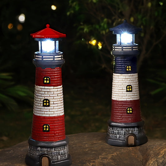 Solar-Powered Lighthouse Garden Light - 360° Rotating LED,, Rechargeable Battery, Outdoor Yard & Lawn Decor
