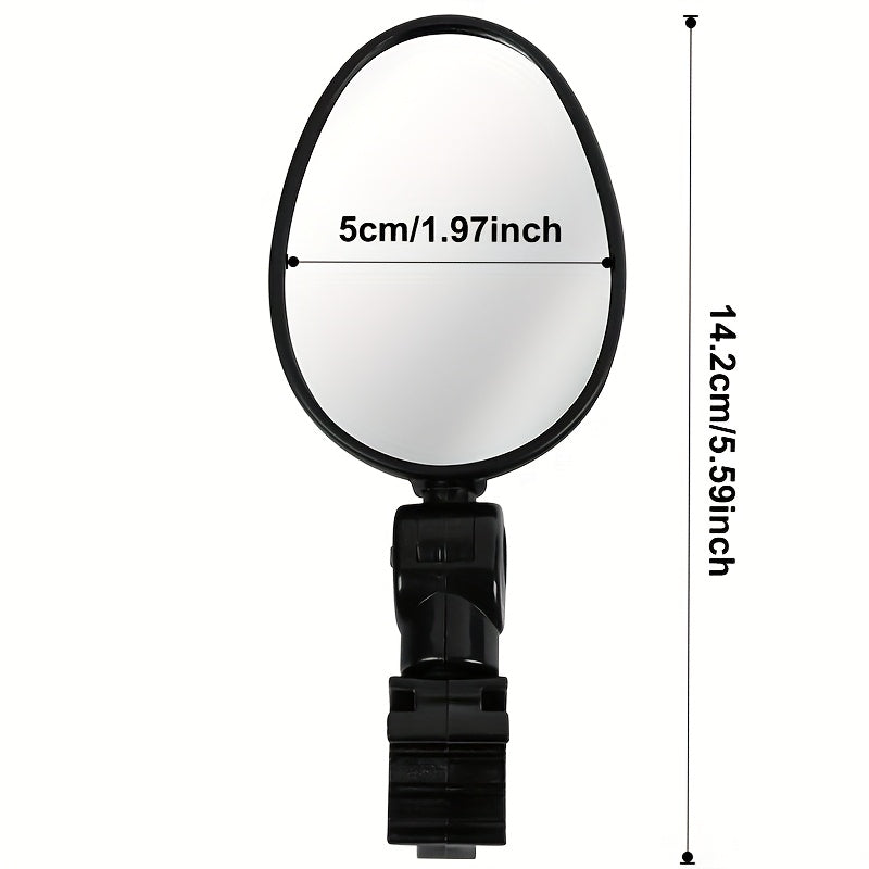 2-Pack Bike Mirrors, Acrylic Convex Oval Rearview for Cycling, 360° Rotatable Shockproof Handlebar Mount Mirrors for Mountain & Road Bikes, Adjustable Fit