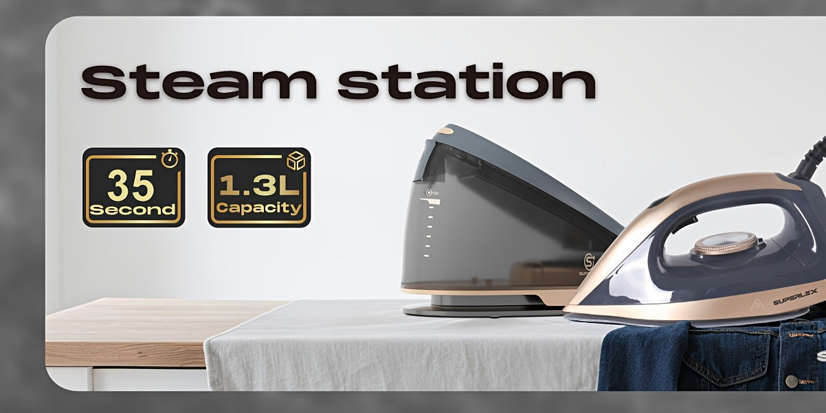 NEW Steam Generator Iron with 1.3L Removable Tank, Heavy-Duty Ceramic Soleplate, Vertical Steam Technology & 3.5 Bar High Pressure - Portable Steam Iron Suitable for Clothes, Garments, Travel & Use