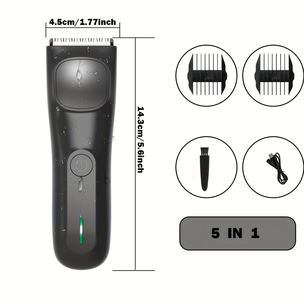 Men's And Women's Groin And Body Hair Trimmer, Electric Ball Trimmer, Public Grooming Tool, Comes with 2 Guard Attachments, Ceramic Blade Head, Wet And Dry Shaver, - USB Rechargeable Electric Razor, Hair Clipper, Hair Scissor