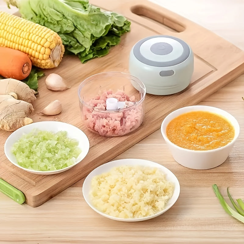 Electric Food Processor, Meat Grinder, Vegetable Chopper, Electric Garlic Chopper, 250ml USB Rechargeable Mini Chopper, Powerful Small Food Processor, Vegetable Mixer, Wireless Food Chopper for Ginger, Chili, Fruits, Meat, E
