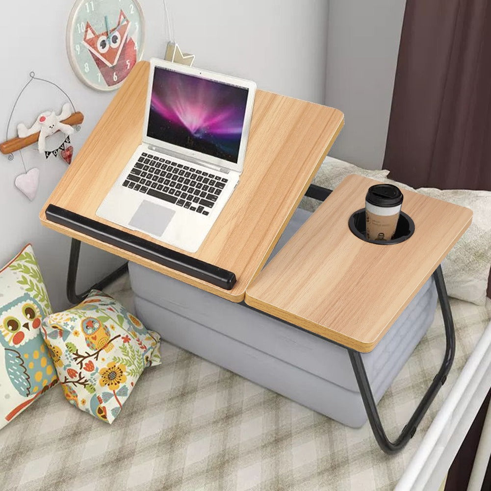 Laptop Desk Laptop Bed Table with Foldable Legs and Cup Slot, Reading Holder Notebook Stand with Adjustable Height Angle, Laptop Bed Tray for Bed Sofa Breakfast Work Study Reading