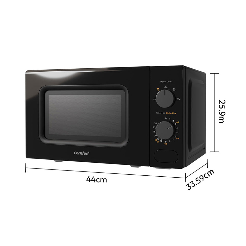20L Large Capacity Midea COMFEE' Black Compact Microwave Oven 700W with Manual Control - 20L Countertop Microwave for Small Kitchens, Dorms & Studios, 5 Power Levels & Quick Defrost