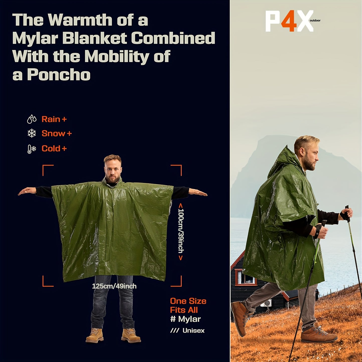 3 PCS Set Emergency Cloak PE Film Reversible Insulating raincoat blanket, insulating emergency blanket, reflective design for enhanced visibility, outdoor camping survival equipment, car survival blanket, essential for travel