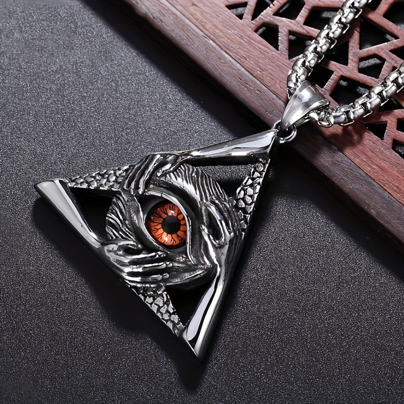 Illuminati Vintage Religious Style Triangular Eye Freemason Women Men's High Quality Metal Pendant Necklace Classic Gothic Punk  Amulet Mysticism Secret Sociates Products Jewelry Accessories