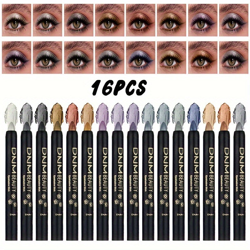 16pcs Colored Pearl Eyeshadow Pencil Eyeliner Highlighter Stick Eyeliner Gel Pencil for Women Make-Up Tools Sets