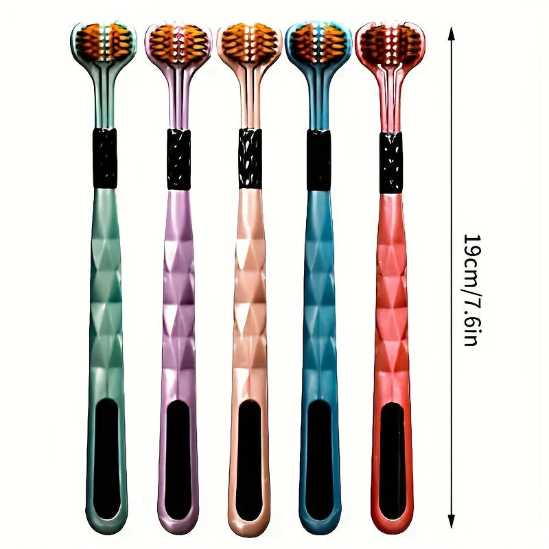 5-Pack Set V-Shaped Three-Sided Manual Toothbrushes for Adults - Soft Nylon Bristles, Full Head Coverage, Unscented, Deep Cleaning for Gum Health, Formaldehyde-Free, Unisex