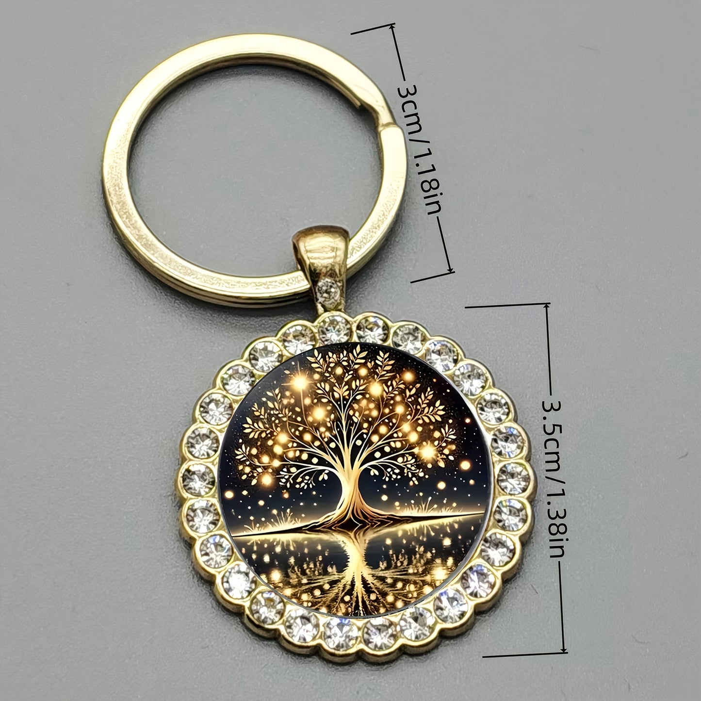 Tree of Life Keychain - Necklace-Elegant Golden & Black Design with Sparkling Accents, Perfect for Bags, Keys, Birthdays, Anniversary Gifts, Stylish and Durable, Tree Decor Jewelry Accessories