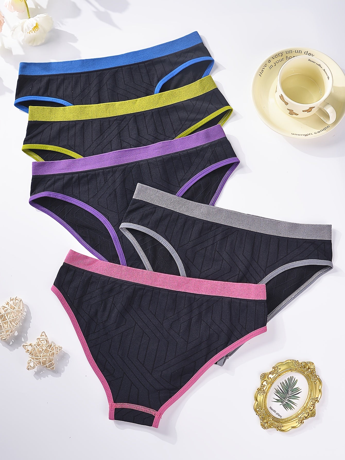10 PCS Set Women's Elegant & Breathable Yoga Briefs - Soft Stretchy Fabric, Mid-Rise, Color Block Design, Perfect for Yoga, Running & Fitness, Seamless, Non-See-Through, Comfortable Women's Briefs | Seamless Design | Soft Fa