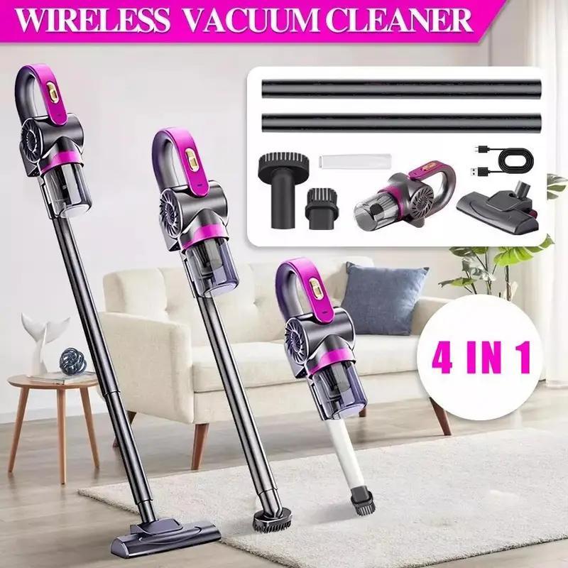 4-in-1 Set Handheld Vacuum Cleaner Ultra Lightweight Cordless Stick Vacuum, 8000 Pa Powerful Suction- High-Speed Motor, Vacuuming & Mopping & Sweeping, Suitable for Home, Carpets, Pet Hair Cleaning, Easy to Operate and Store,