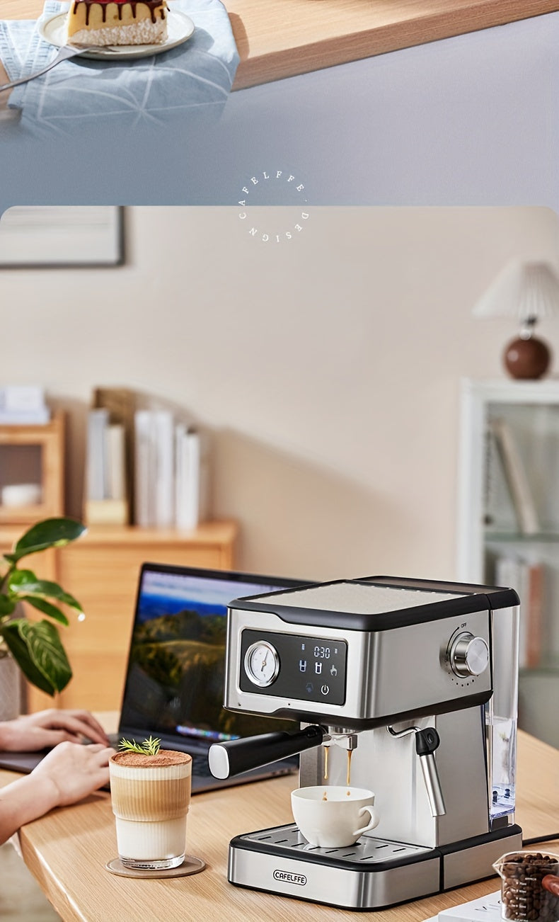 Italian Semi-Automatic Espresso Machine with Built-in Milk Frother & Steam Wand, 20 Bar Pump Stainless Steel Coffee Maker for Latte, Cappuccino, Americano, 1.5L Detachable Water Tank, Smart Touch Panel, Programmable Settings,