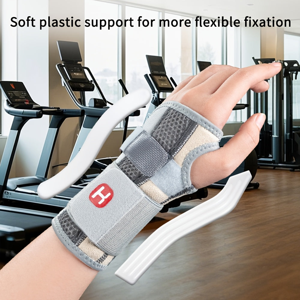 Adjustable Strap Wrist Brace Double Support Bars with Compression, Wrist Stabilizer for Joint Support Pain Relief Perfect for Gym Cycling Running Sport Activities Accessories Health Care Supplies